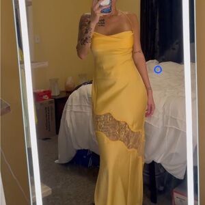 Meshki Yellow Lace Maxi Dress